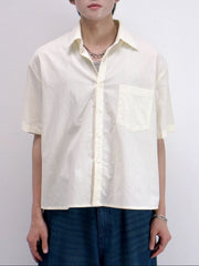 受注制【Chikashitsu +】bio wash cropped half sleeve shirt (3color)