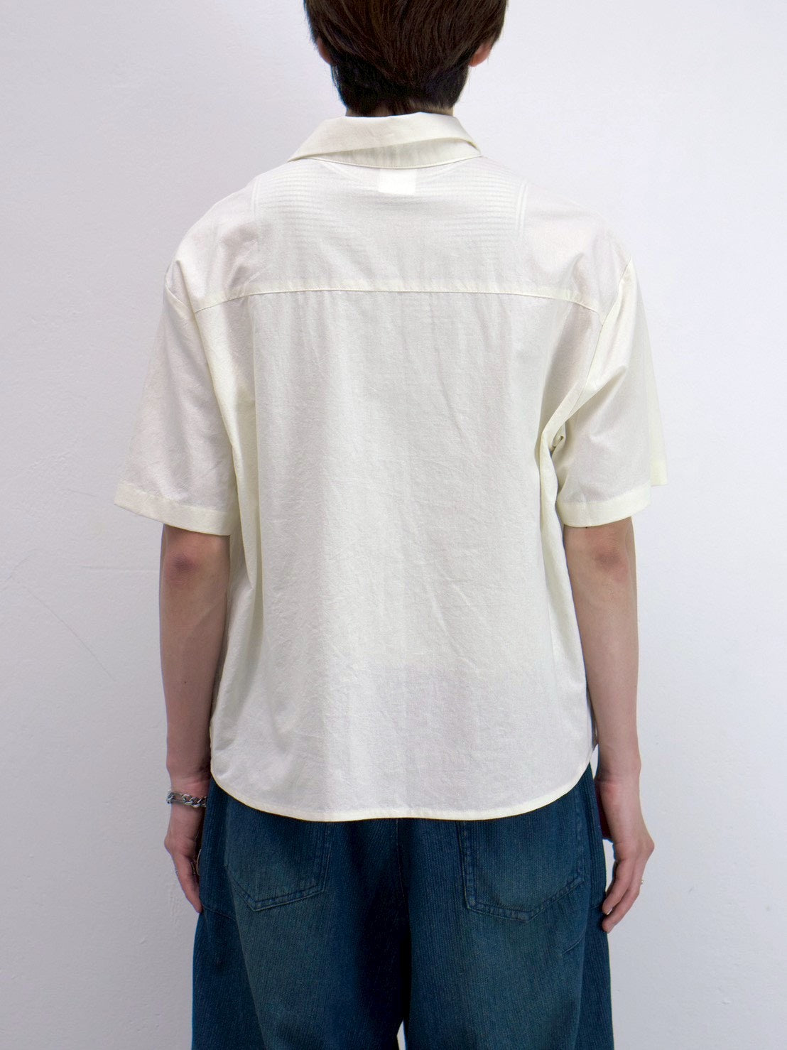 受注制【Chikashitsu +】bio wash cropped half sleeve shirt (3color)