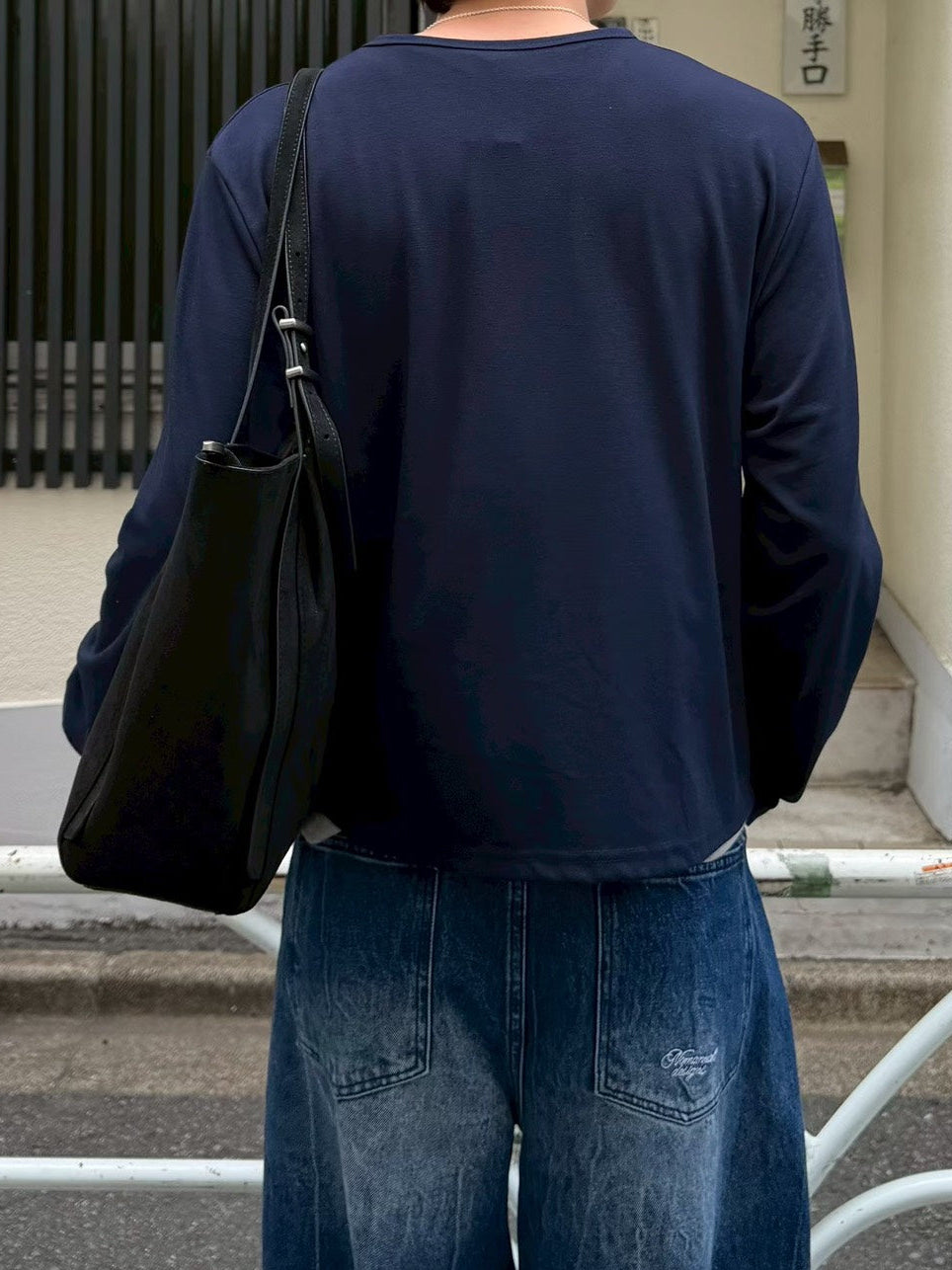 【Chikashitsu +】cropped double layered henley neck long sleeve (3color)