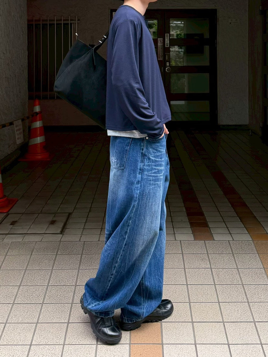 【Chikashitsu +】cropped double layered henley neck long sleeve (3color)