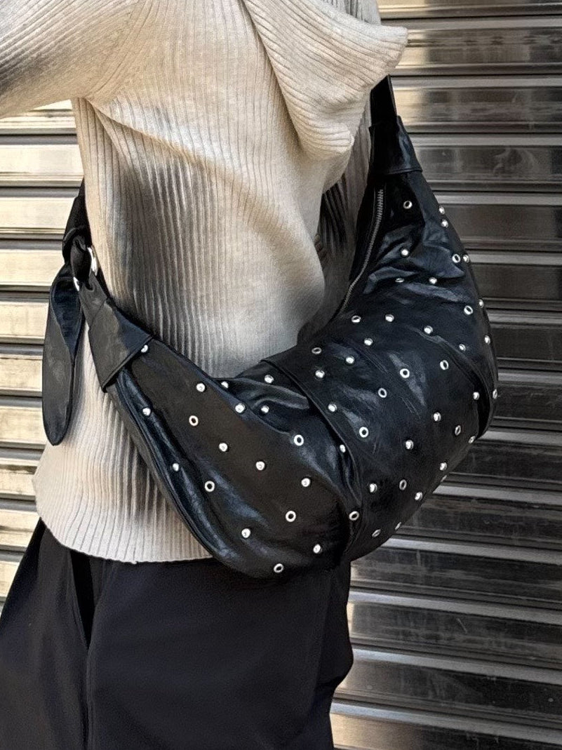 HEP FIVE店WEB限定受注制【Chikashitsu＋】eyelet studs mixed cross bag (2color)
