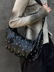 HEP FIVE店WEB限定受注制【Chikashitsu＋】eyelet studs mixed cross bag (2color)
