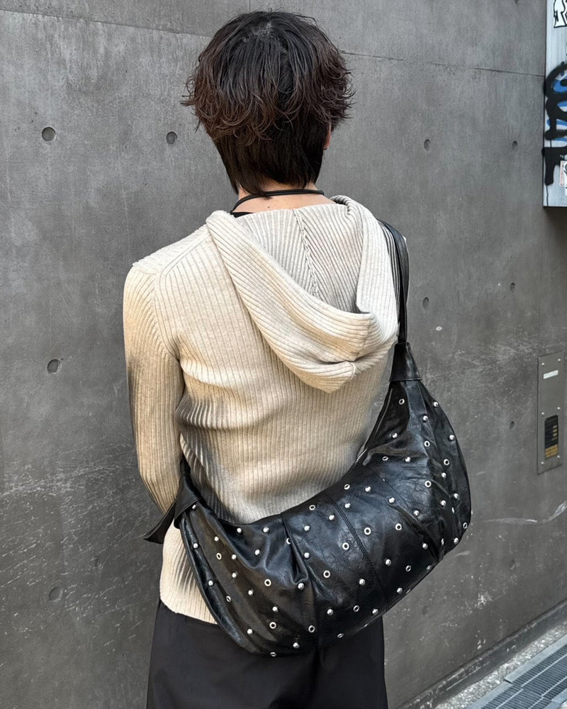 HEP FIVE店WEB限定【Chikashitsu＋】eyelet studs mixed cross bag (2color)
