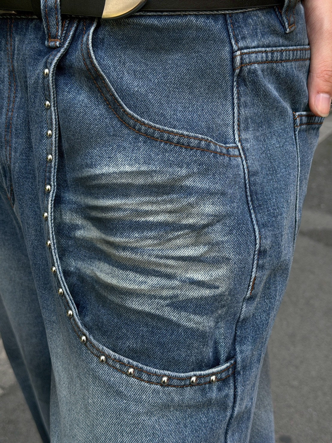 HEP FIVE店WEB限定受注制【Chikashitsu +】pocket rivet dirty wash denim pants