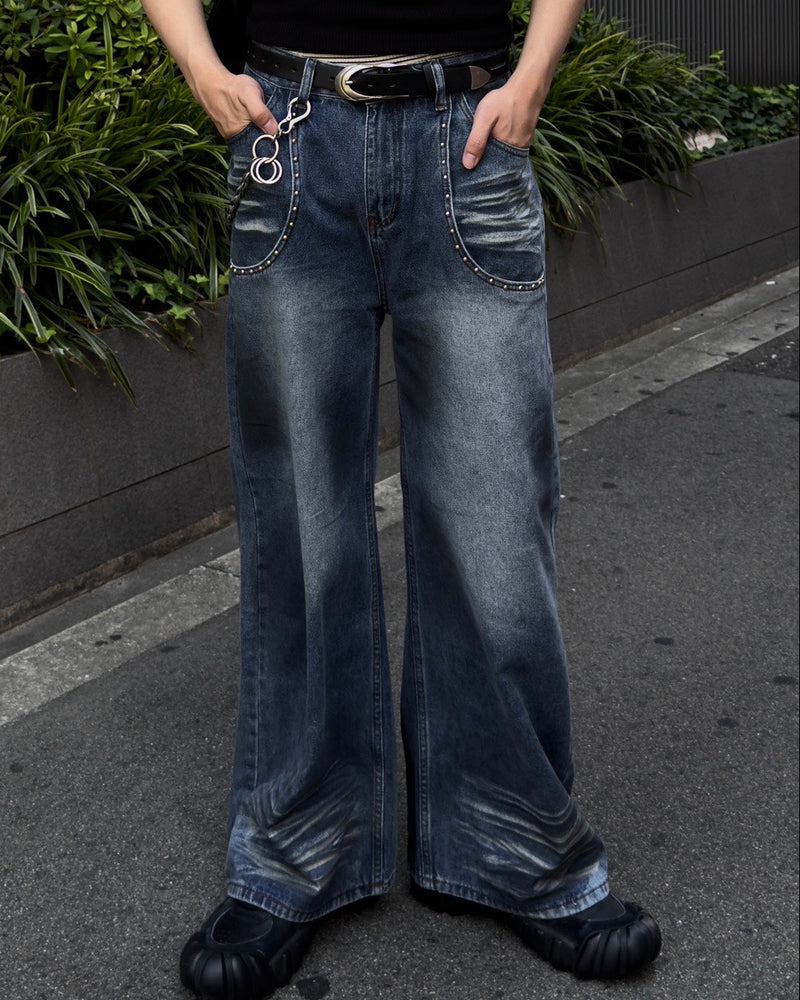 HEP FIVE店WEB限定受注制【Chikashitsu +】pocket rivet dirty wash denim pants