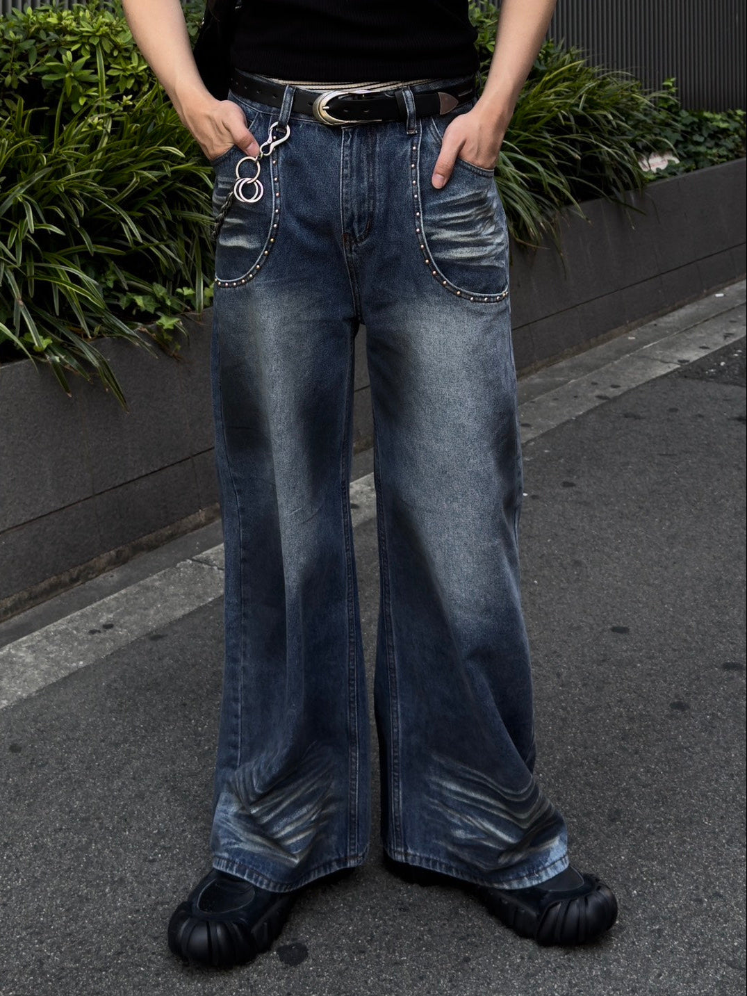 HEP FIVE店WEB限定受注制【Chikashitsu +】pocket rivet dirty wash denim pants