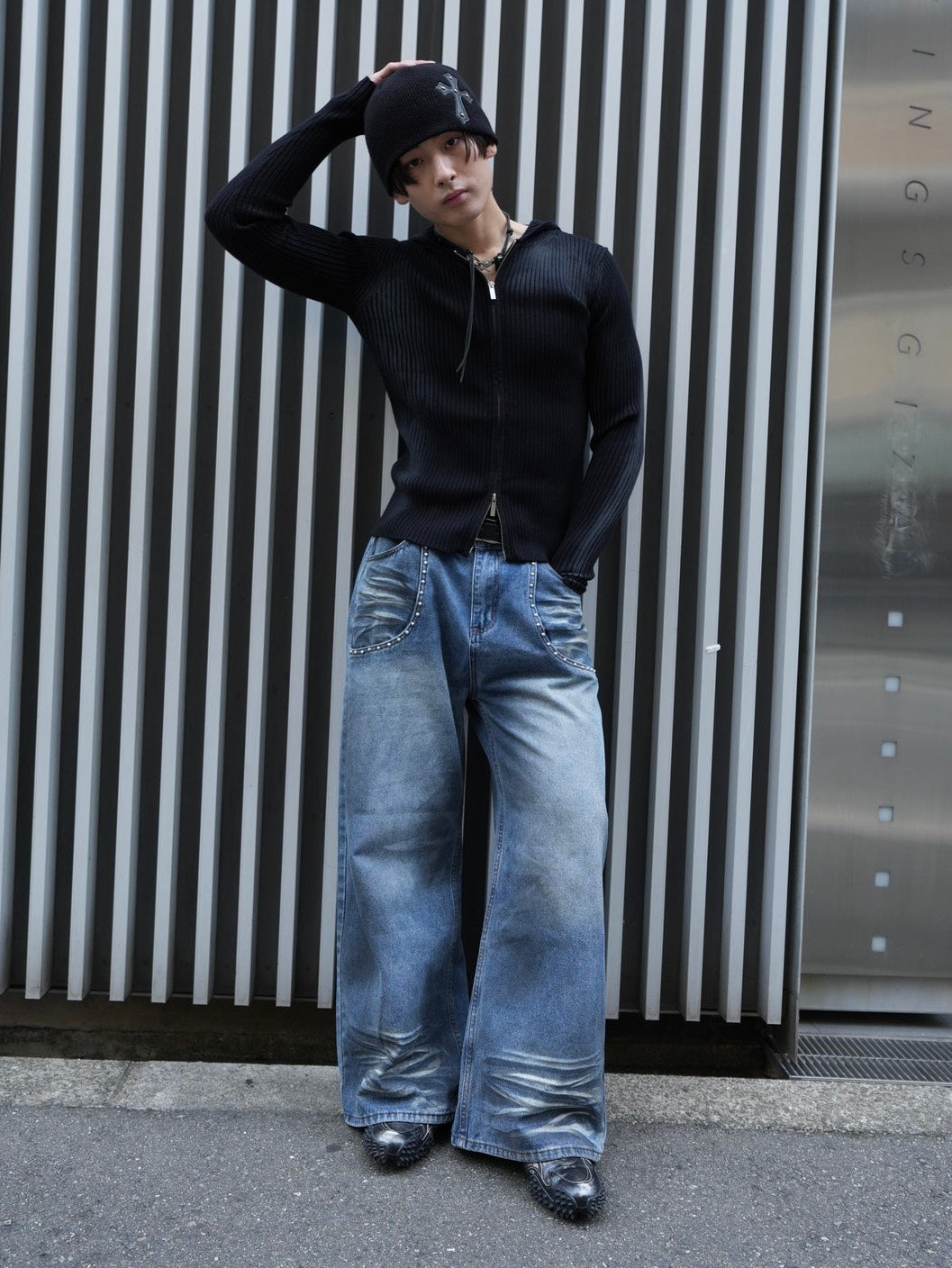 HEP FIVE店WEB限定受注制【Chikashitsu +】pocket rivet dirty wash denim pants