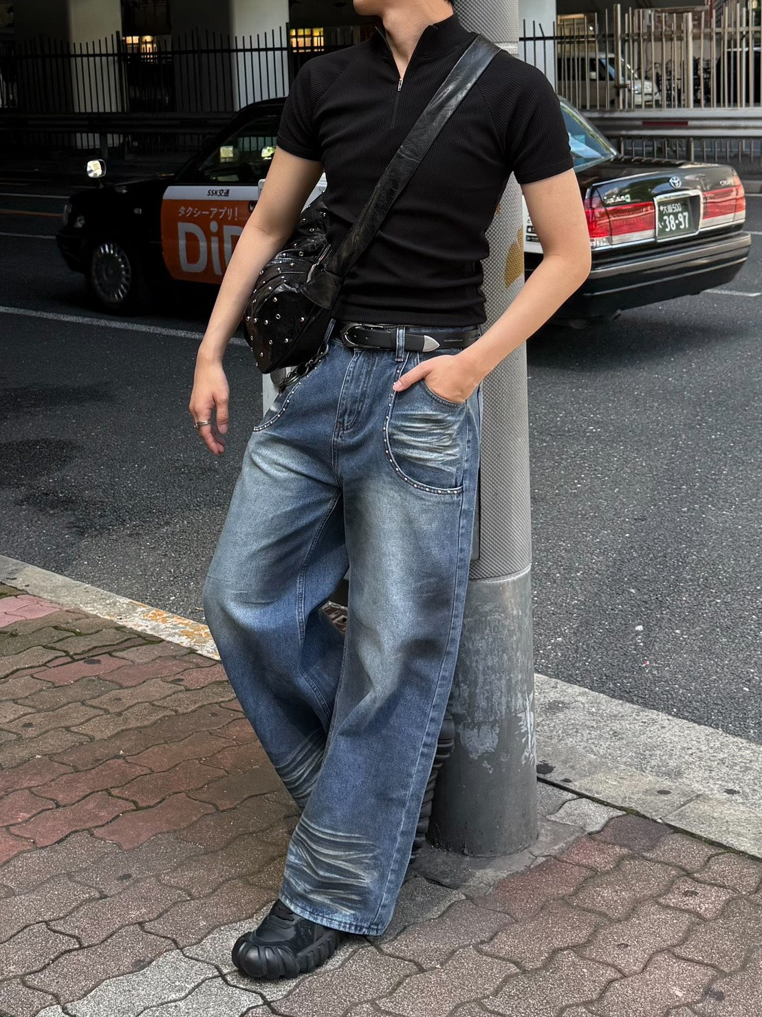HEP FIVE店WEB限定受注制【Chikashitsu +】pocket rivet dirty wash denim pants