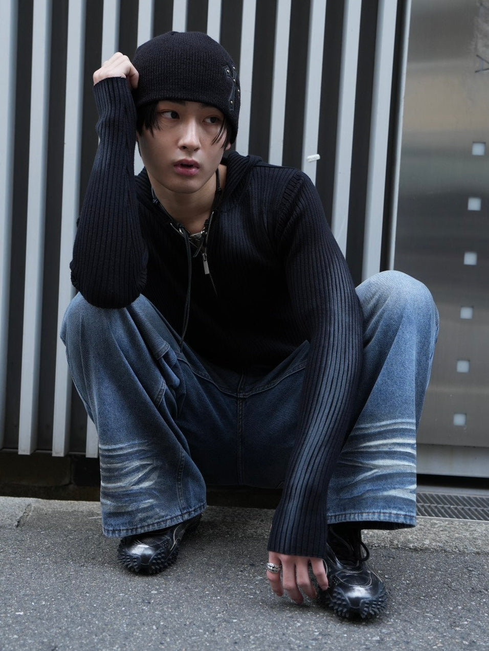 HEP FIVE店WEB限定受注制【Chikashitsu +】pocket rivet dirty wash denim pants