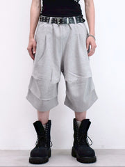 受注制【Chikashitsu +】volume tuck bermuda sweat pants (2color)
