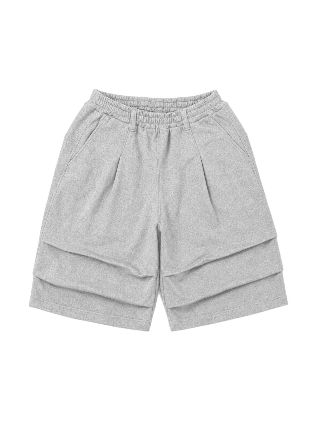 受注制【Chikashitsu +】volume tuck bermuda sweat pants (2color)