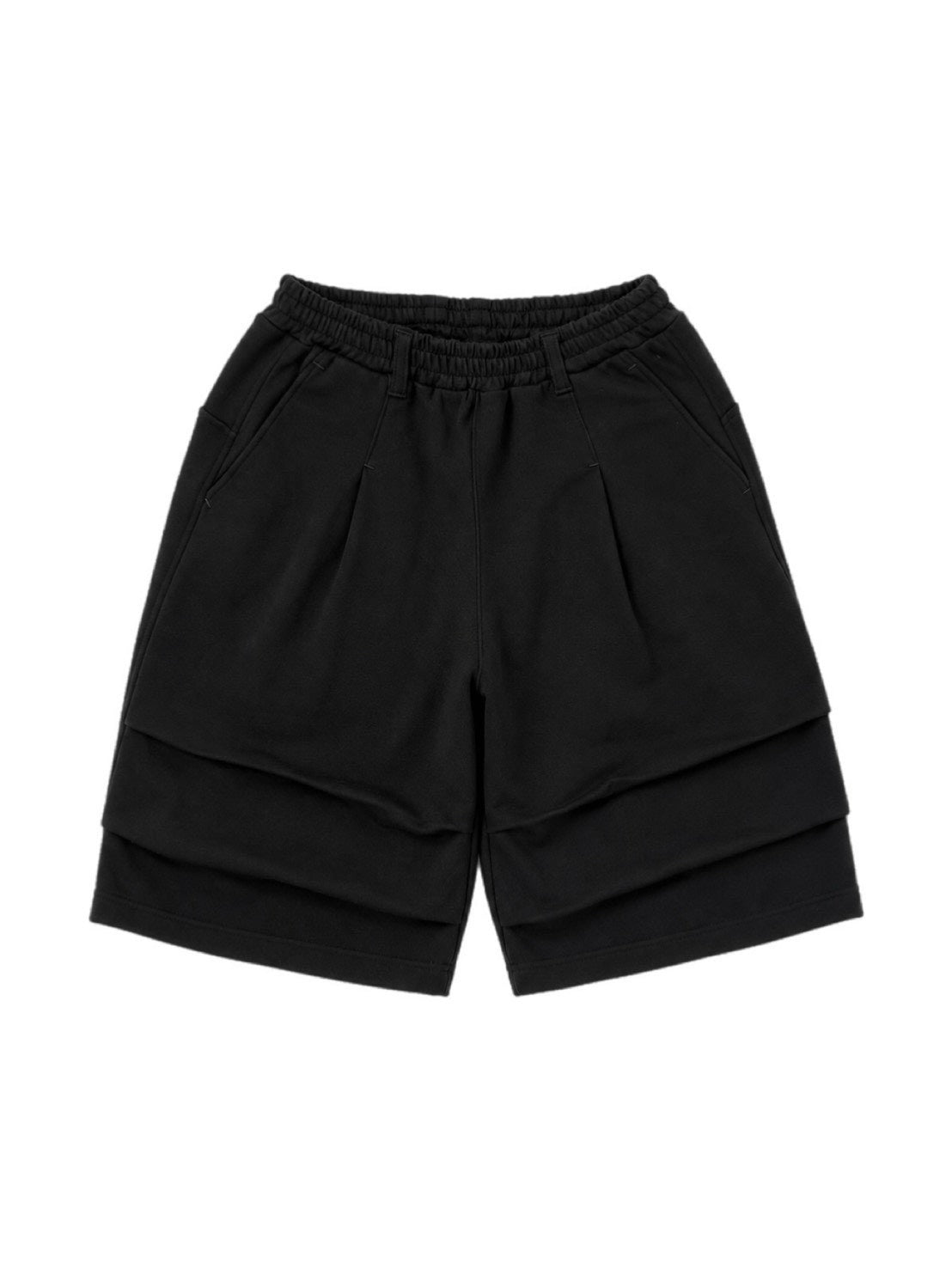 受注制【Chikashitsu +】volume tuck bermuda sweat pants (2color)
