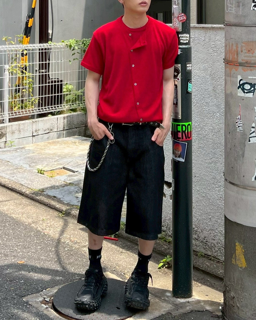 受注制【Chikashitsu +】snap bermuda denim pants (2color)