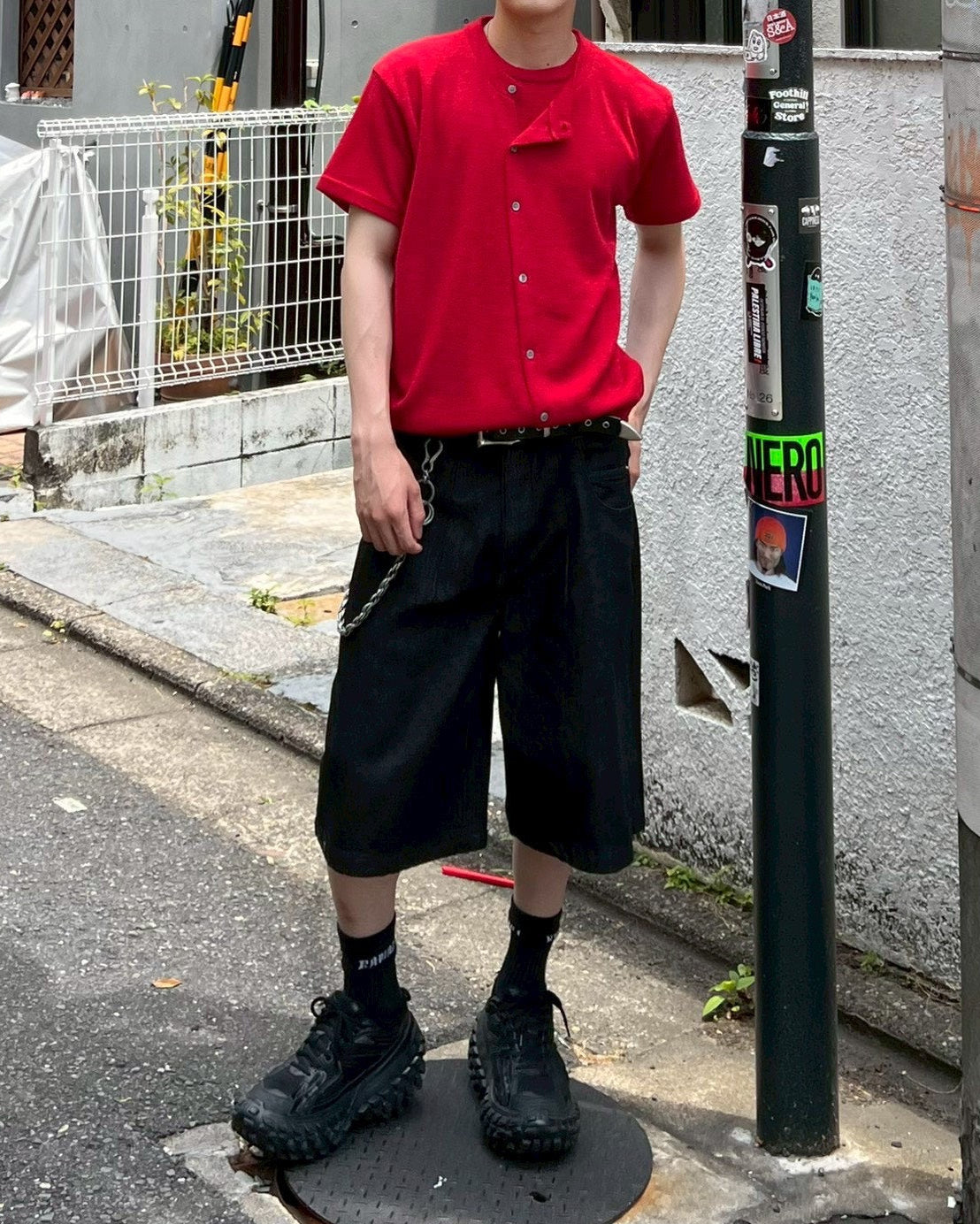受注制【Chikashitsu +】snap bermuda denim pants (2color)