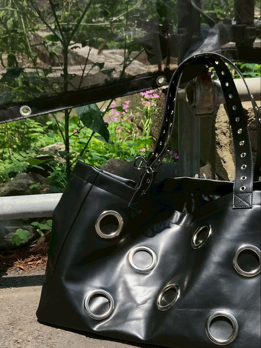受注制【OaKS】Black Eyelet Big Bag