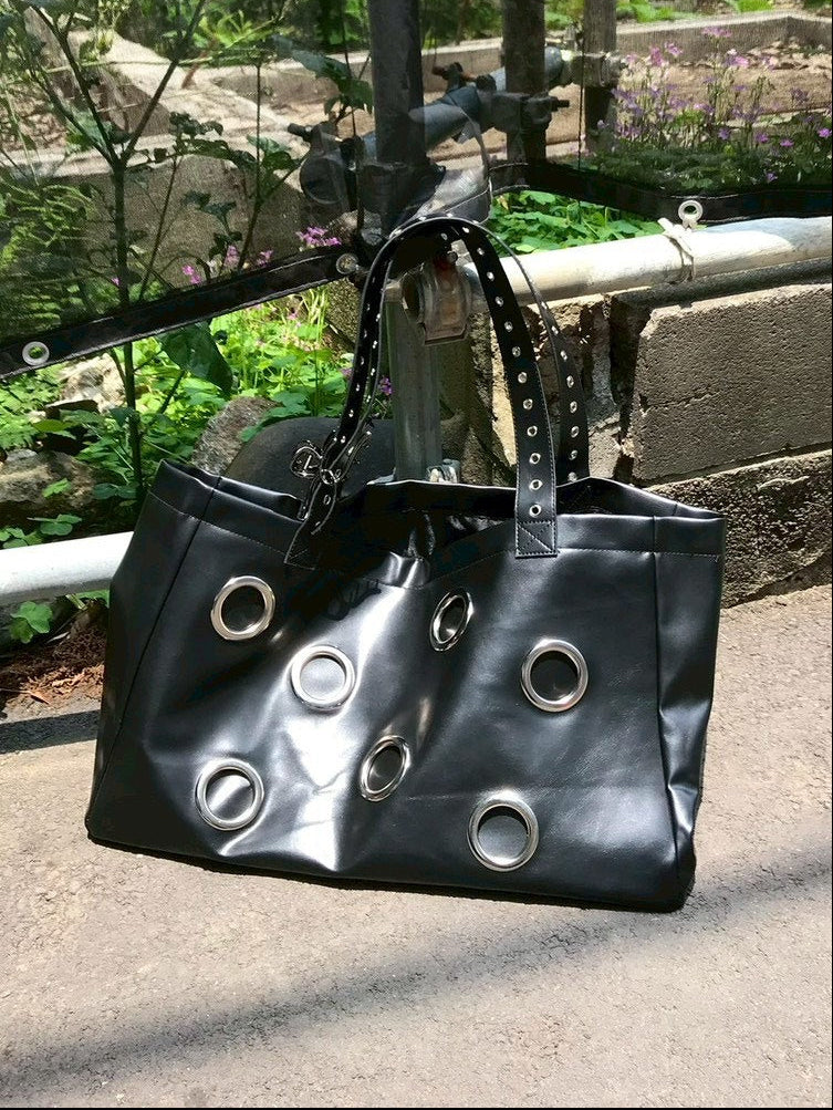 受注制【OaKS】Black Eyelet Big Bag