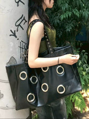 受注制【OaKS】Black Eyelet Big Bag