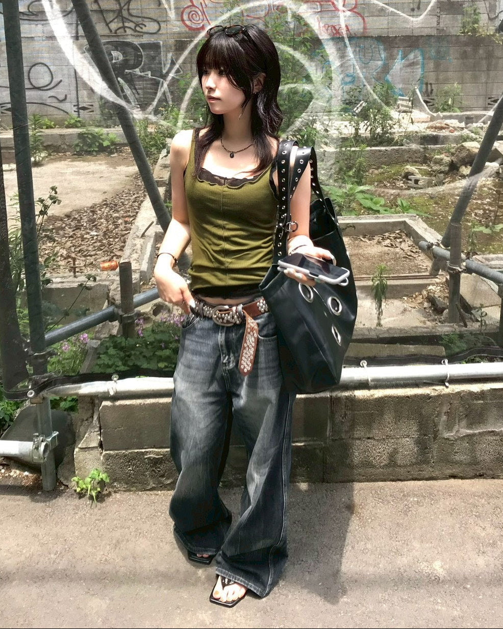 受注制【OaKS】Black Eyelet Big Bag