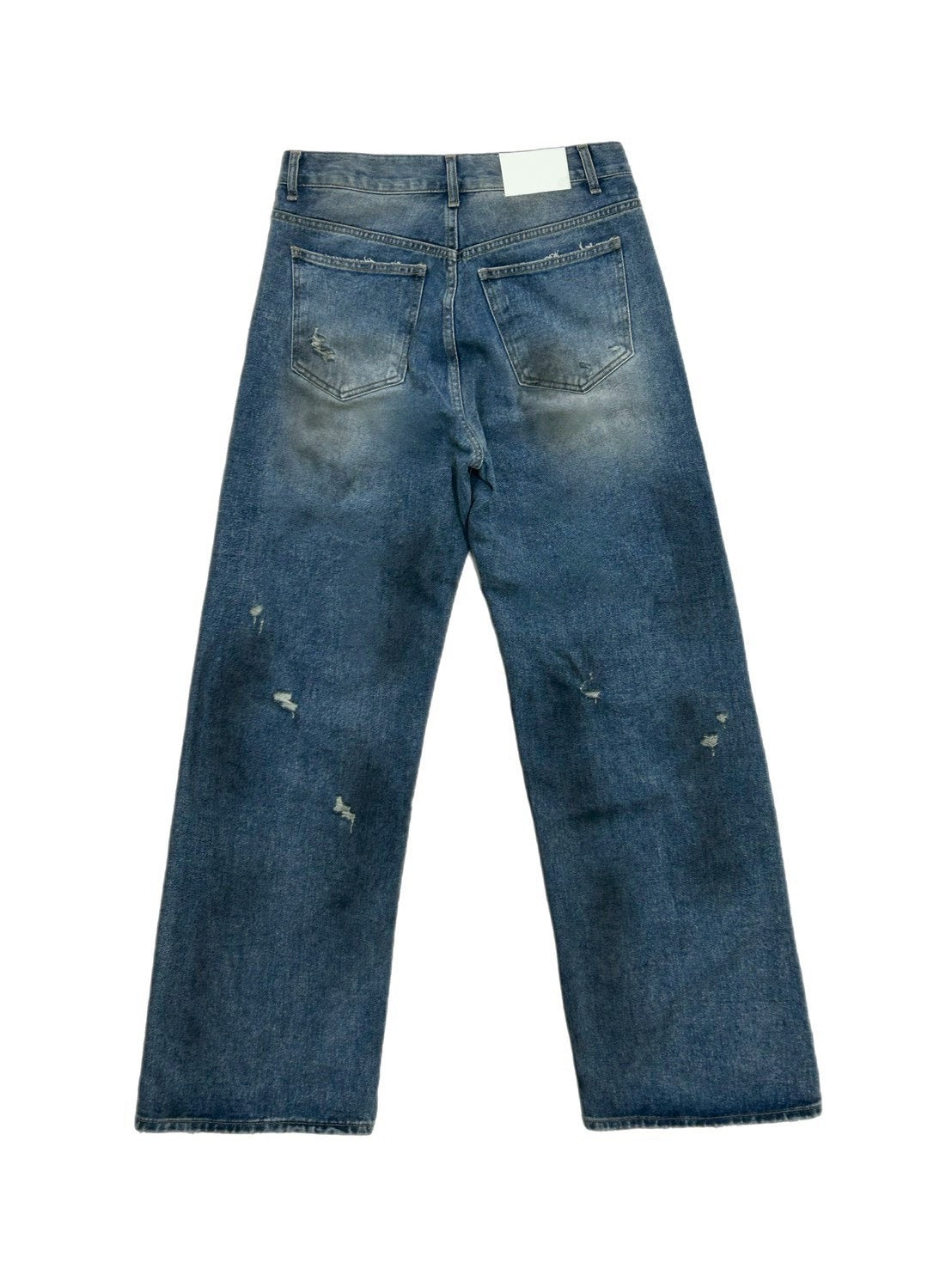【OaKS】super-destroyed damage wide denim pants