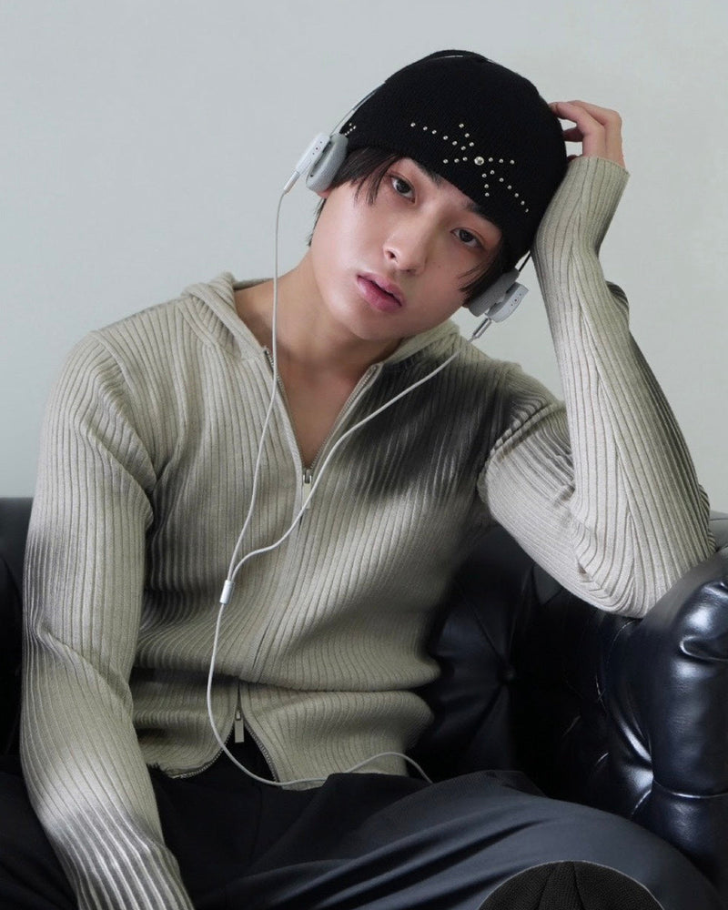 受注制【Chikashitsu +】stella studs knit beanie