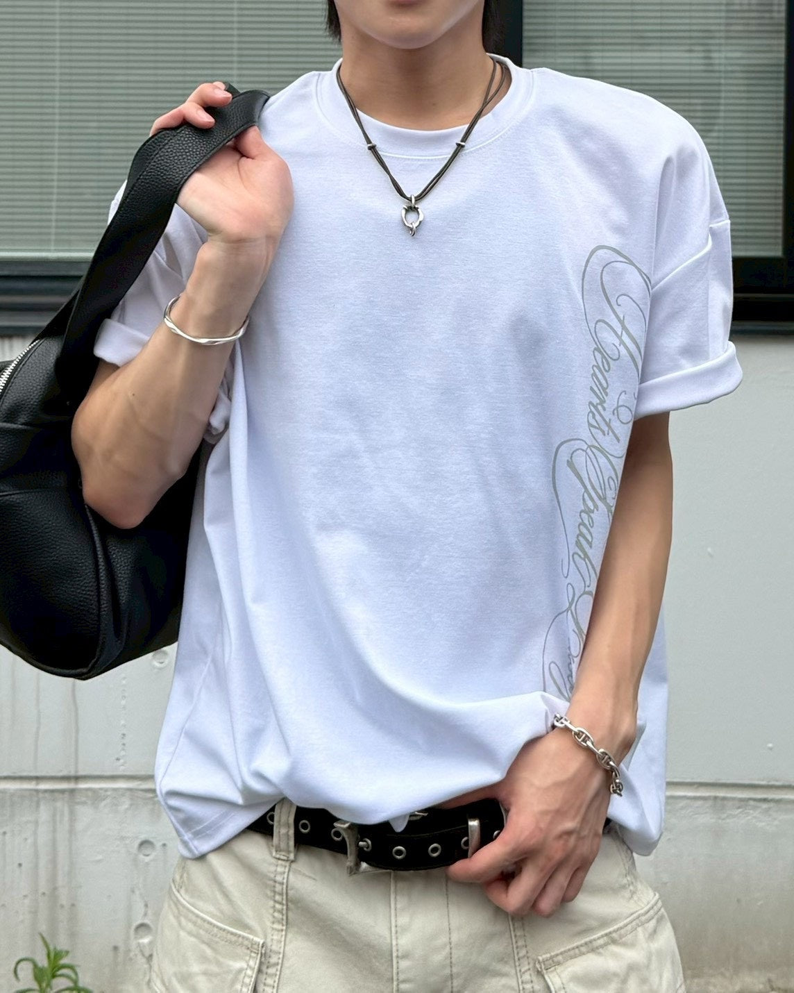 受注制【Chikashitsu +】vertical script crop t-shirt (3color)