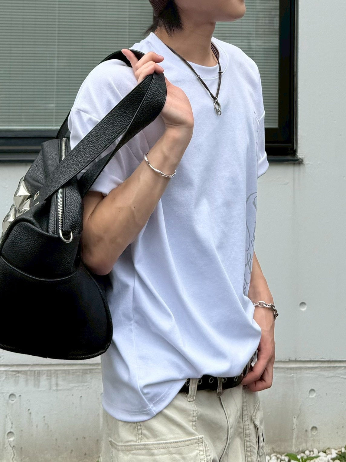 受注制【Chikashitsu +】vertical script crop t-shirt (3color)