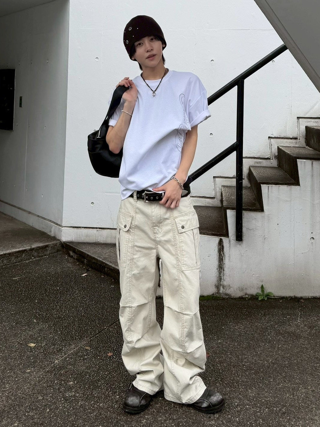 受注制【Chikashitsu +】vertical script crop t-shirt (3color)