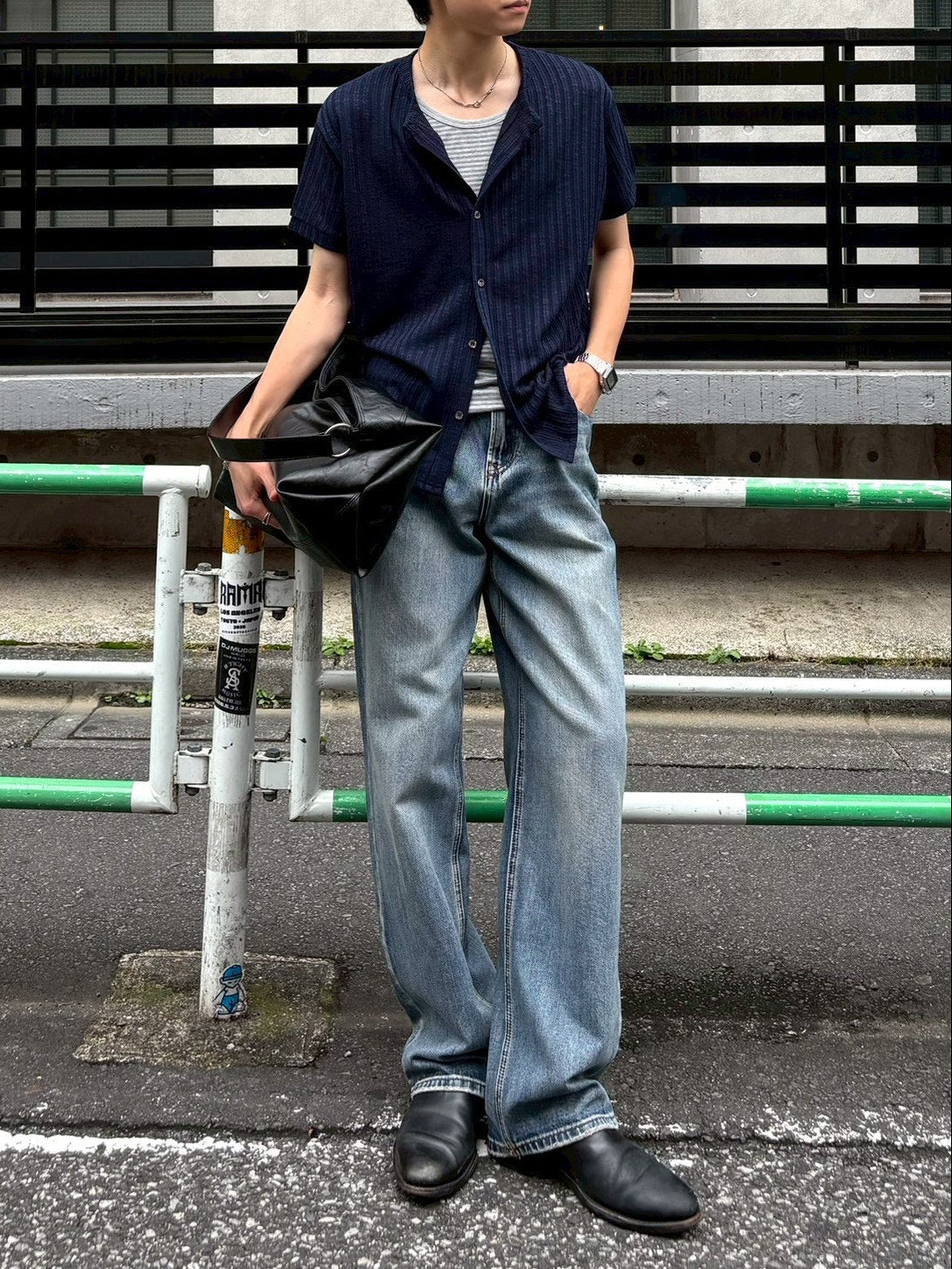 受注制【Chikashitsu +】no collar half sleeve cardigan (3color)