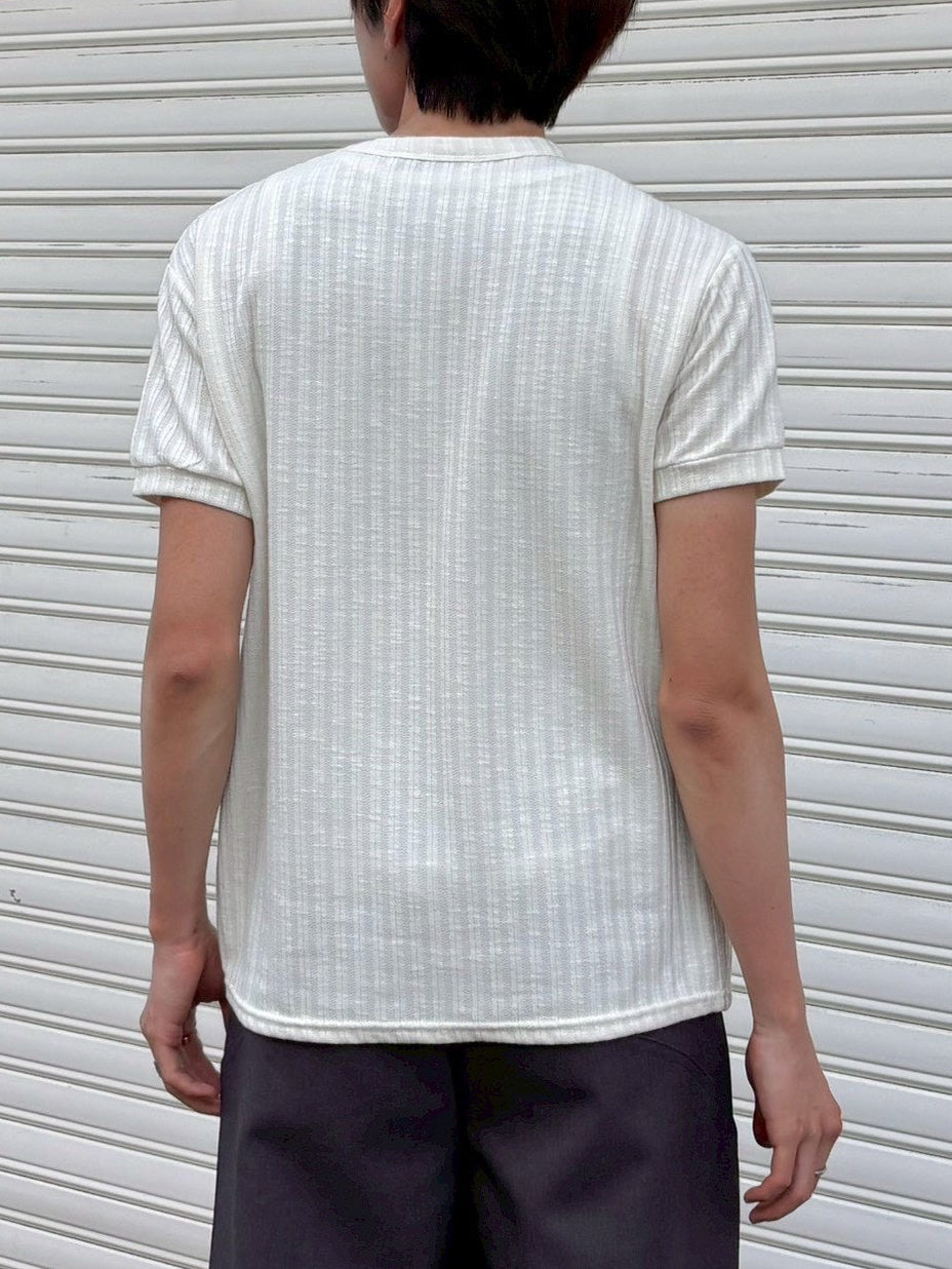 受注制【Chikashitsu +】no collar half sleeve cardigan (3color)