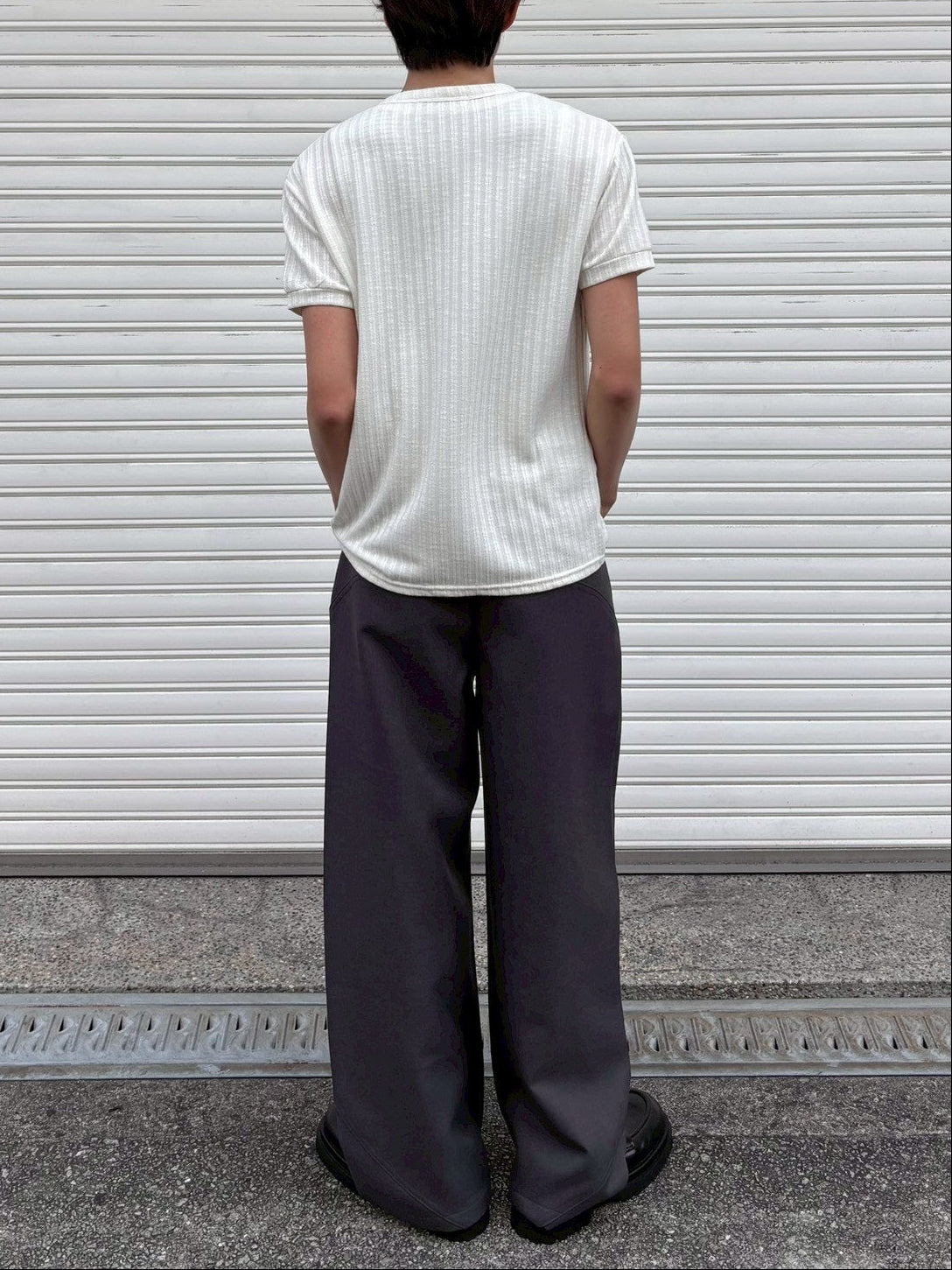 受注制【Chikashitsu +】no collar half sleeve cardigan (3color)