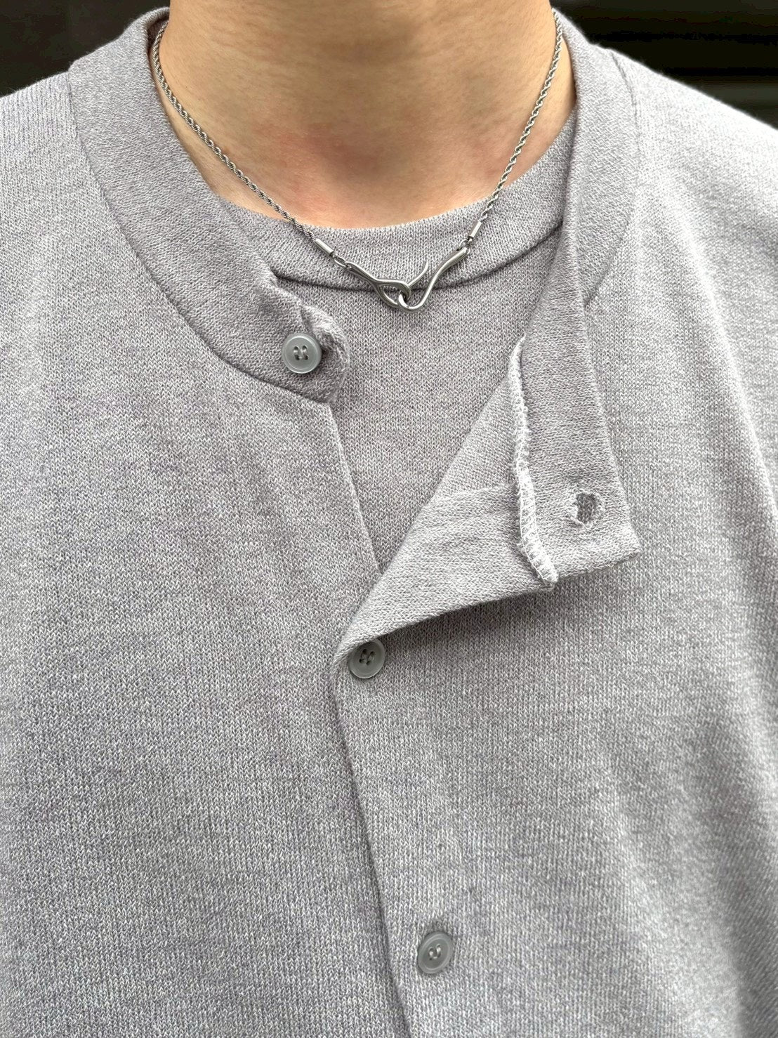 受注制【Chikashitsu +】sleek layered button half sleeve tee (4color)