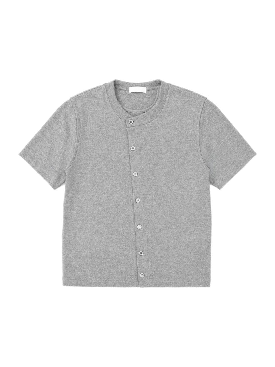 受注制【Chikashitsu +】sleek layered button half sleeve tee (4color)