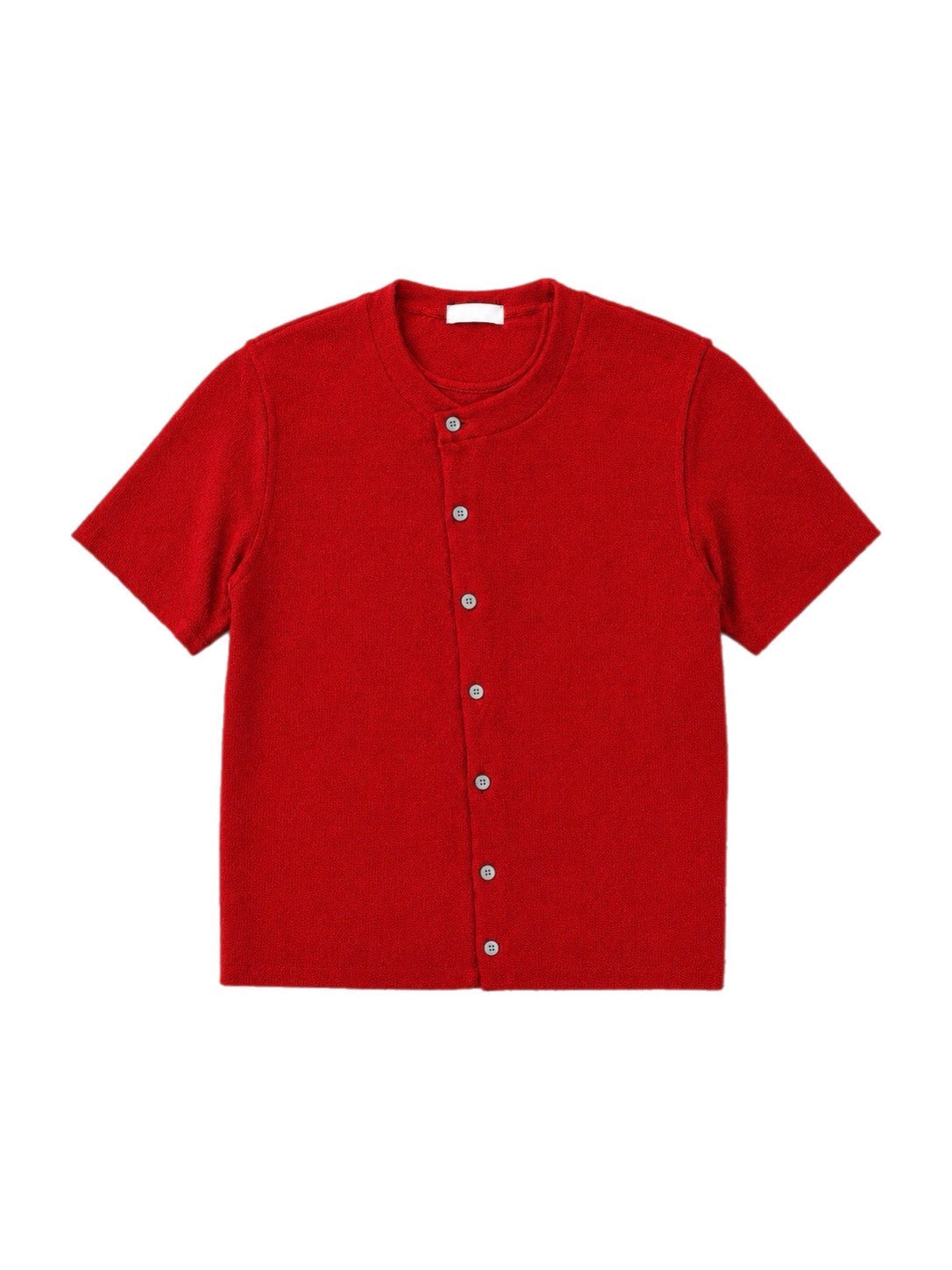 受注制【Chikashitsu +】sleek layered button half sleeve tee (4color)