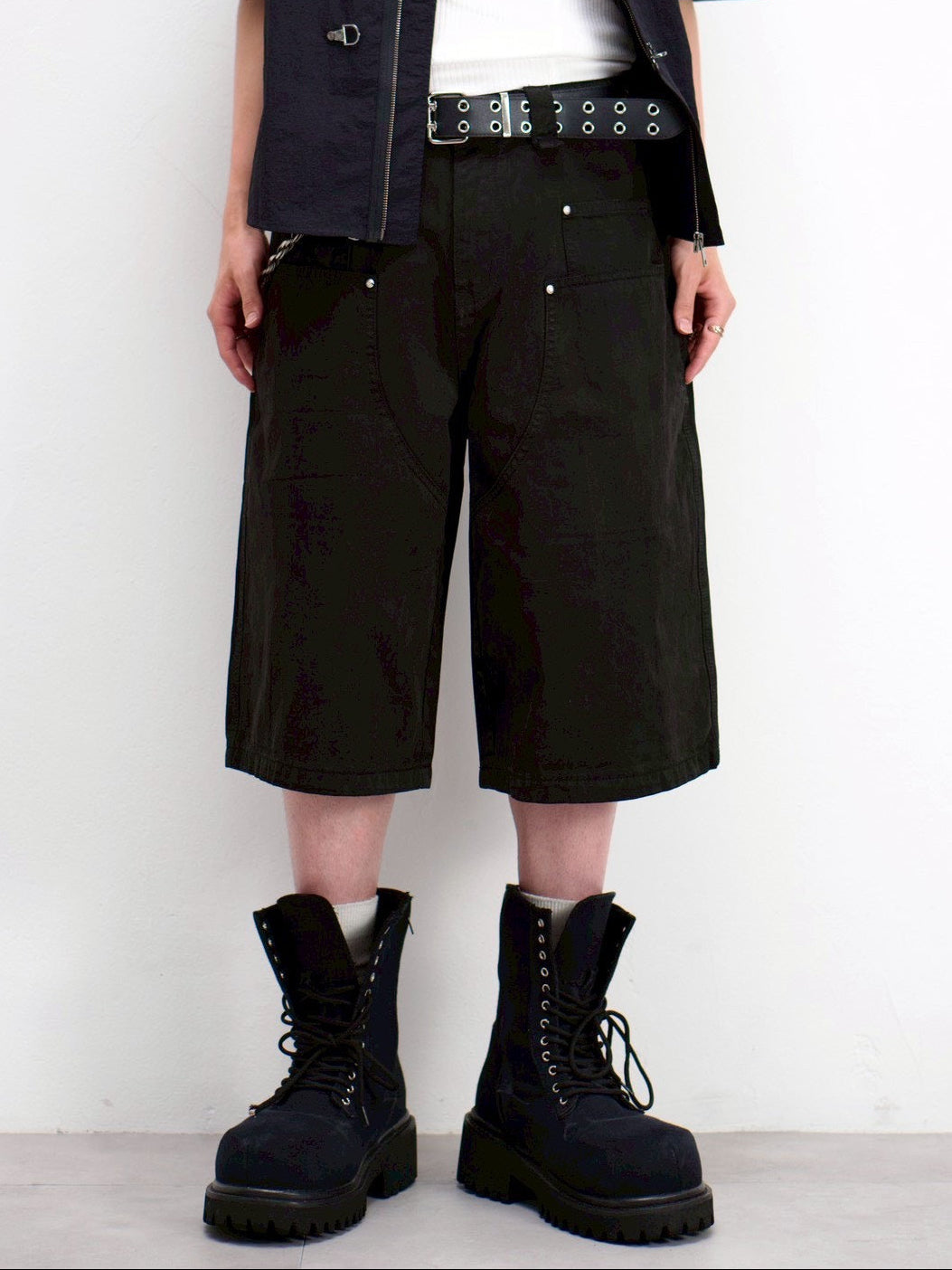 受注制【Chikashitsu +】wide carpenter bermuda pants (2color)
