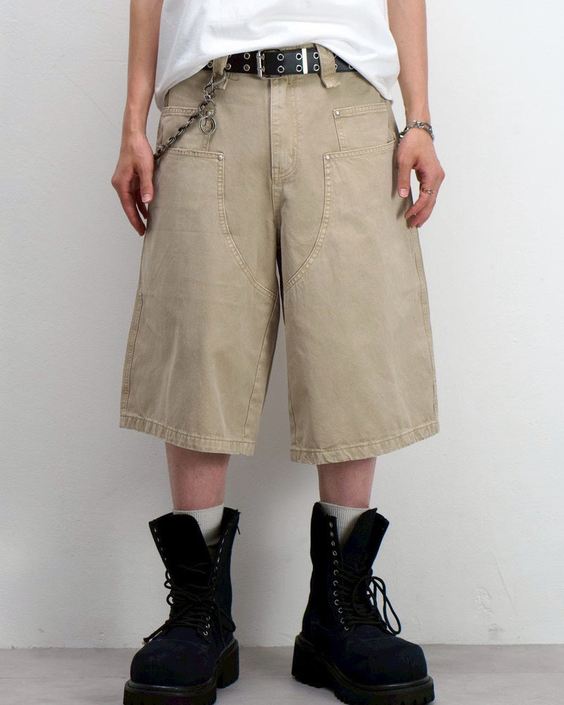 受注制【Chikashitsu +】wide carpenter bermuda pants (2color)