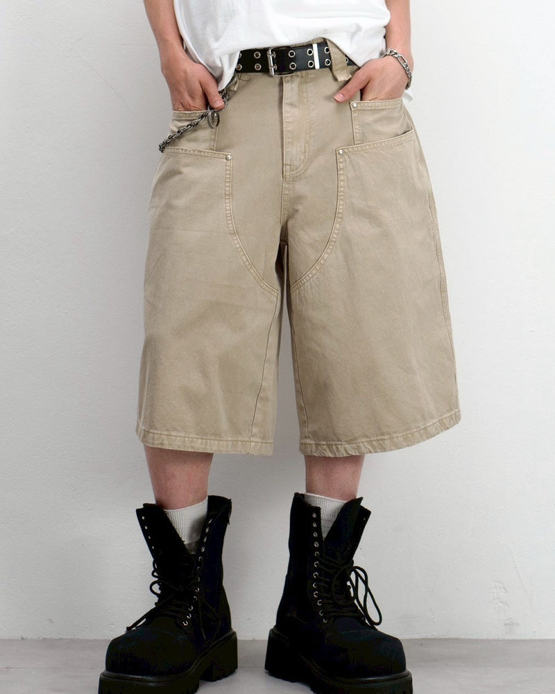受注制【Chikashitsu +】wide carpenter bermuda pants (2color)