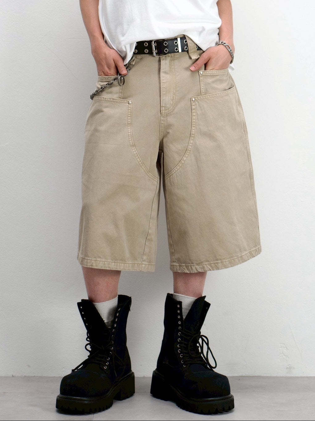 受注制【Chikashitsu +】wide carpenter bermuda pants (2color)