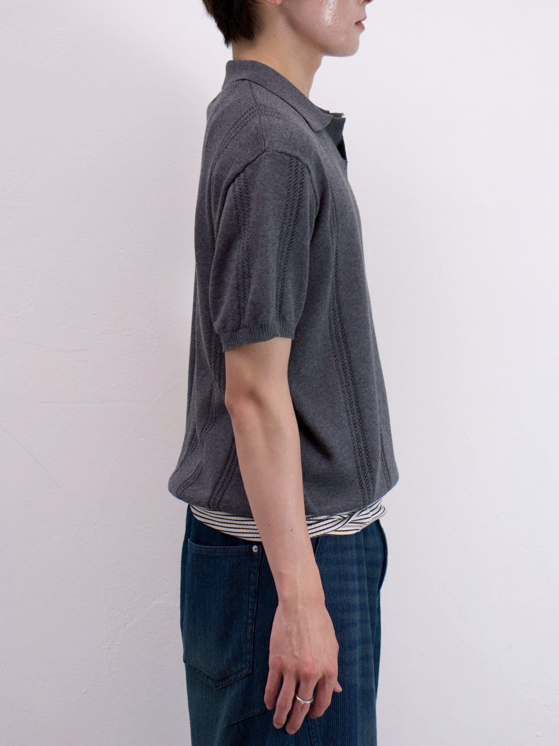 受注制【Chikashitsu +】punching summer knit polo (4color)