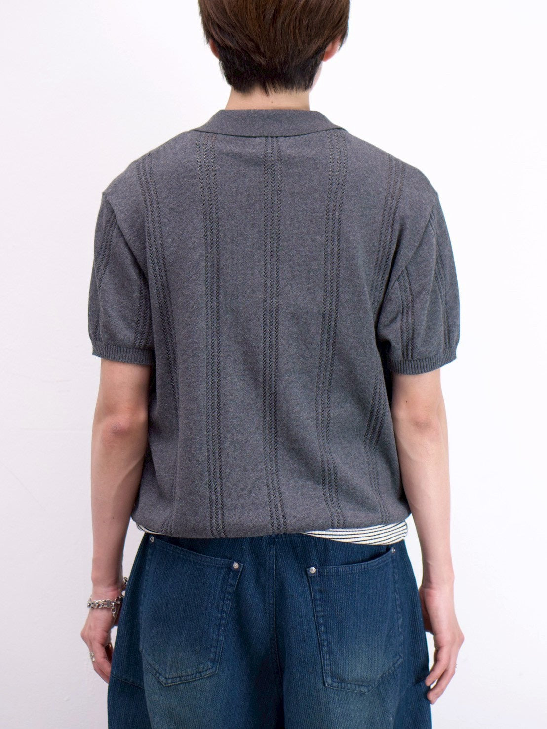 受注制【Chikashitsu +】punching summer knit polo (4color