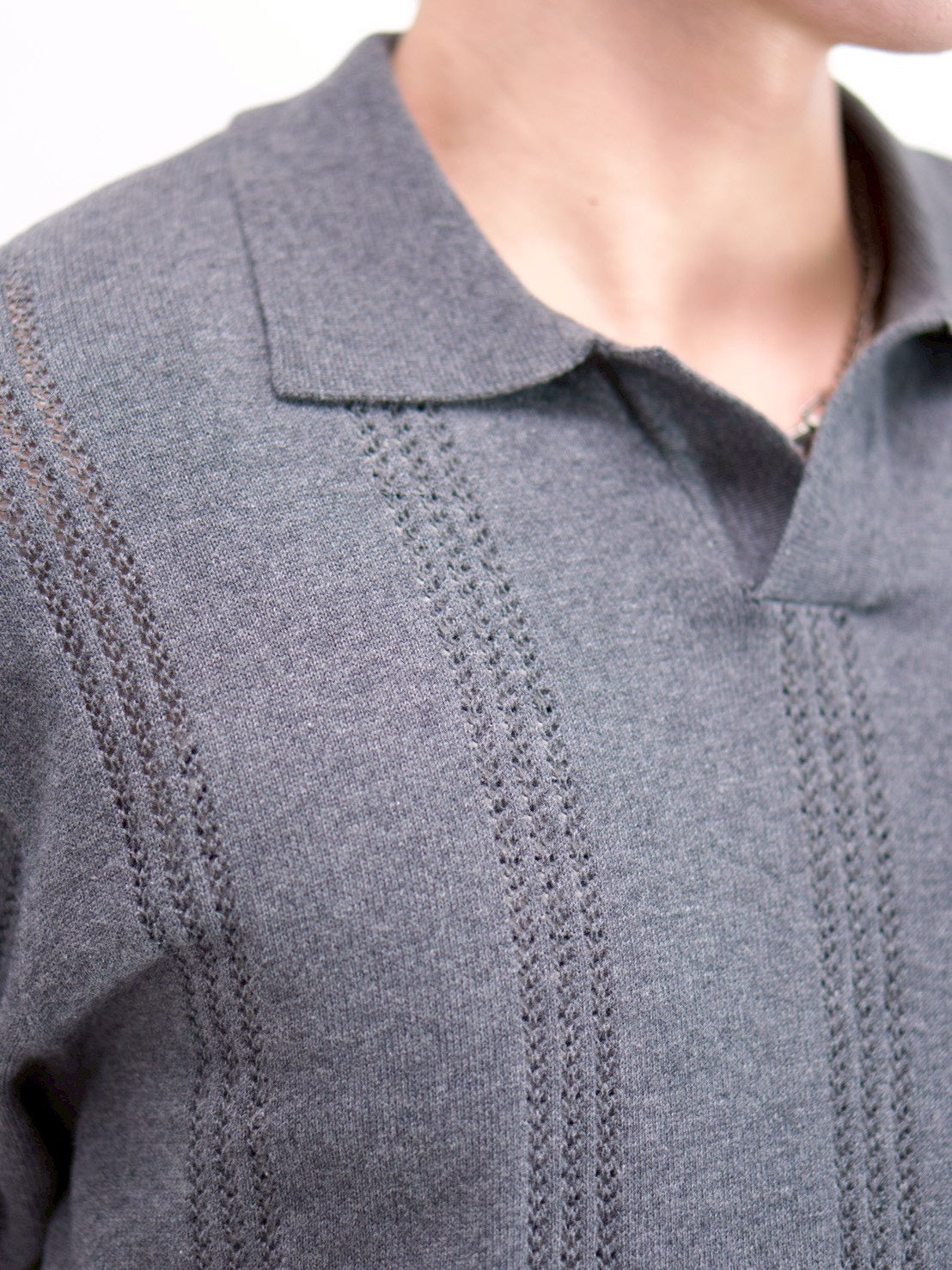 受注制【Chikashitsu +】punching summer knit polo (4color)