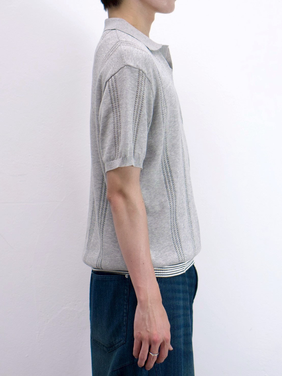 受注制【Chikashitsu +】punching summer knit polo (4color)