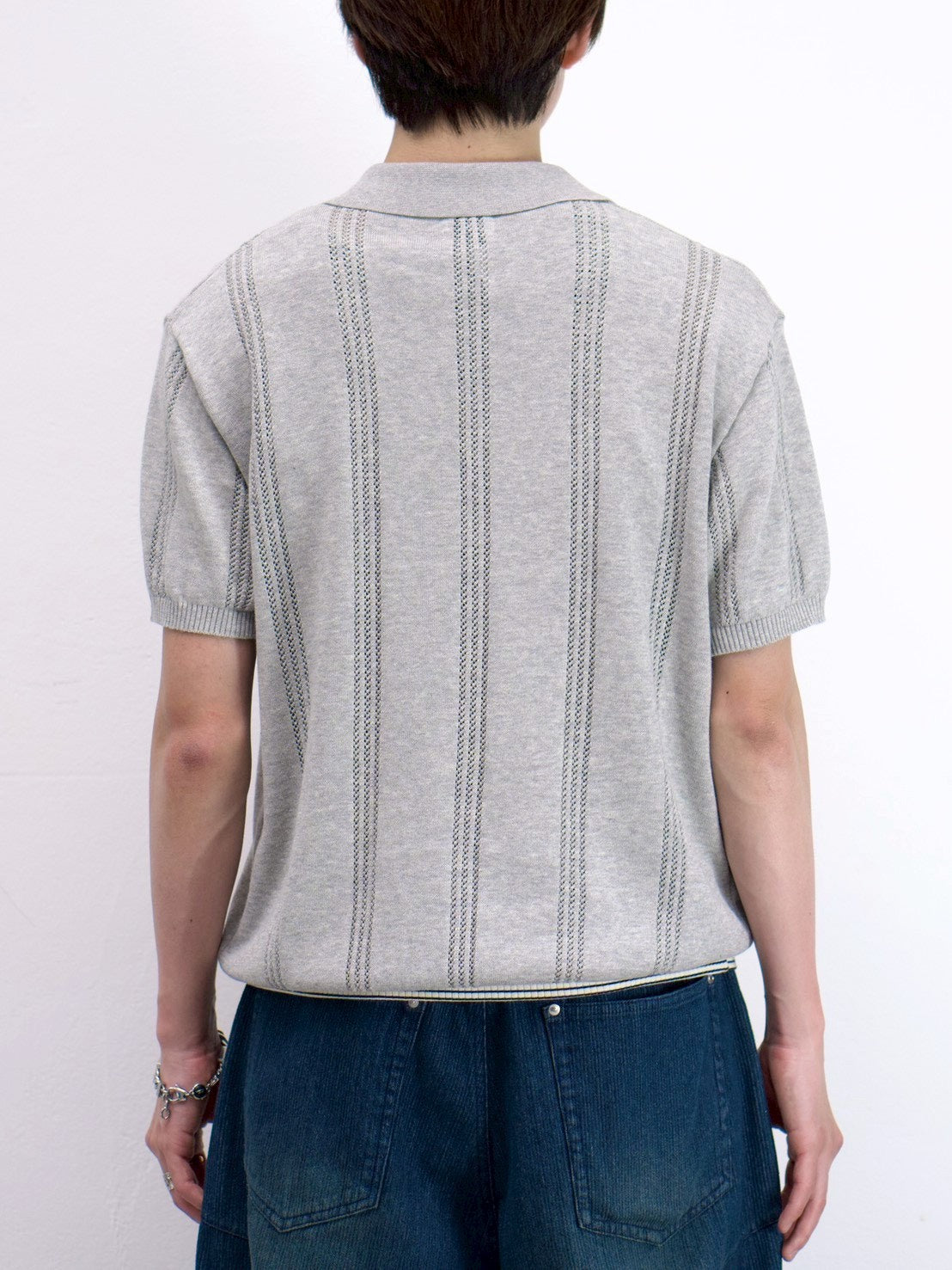 受注制【Chikashitsu +】punching summer knit polo (4color