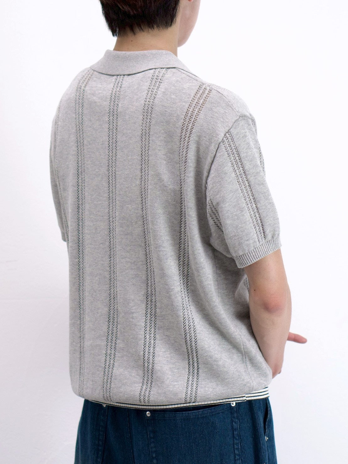 受注制【Chikashitsu +】punching summer knit polo (4color)