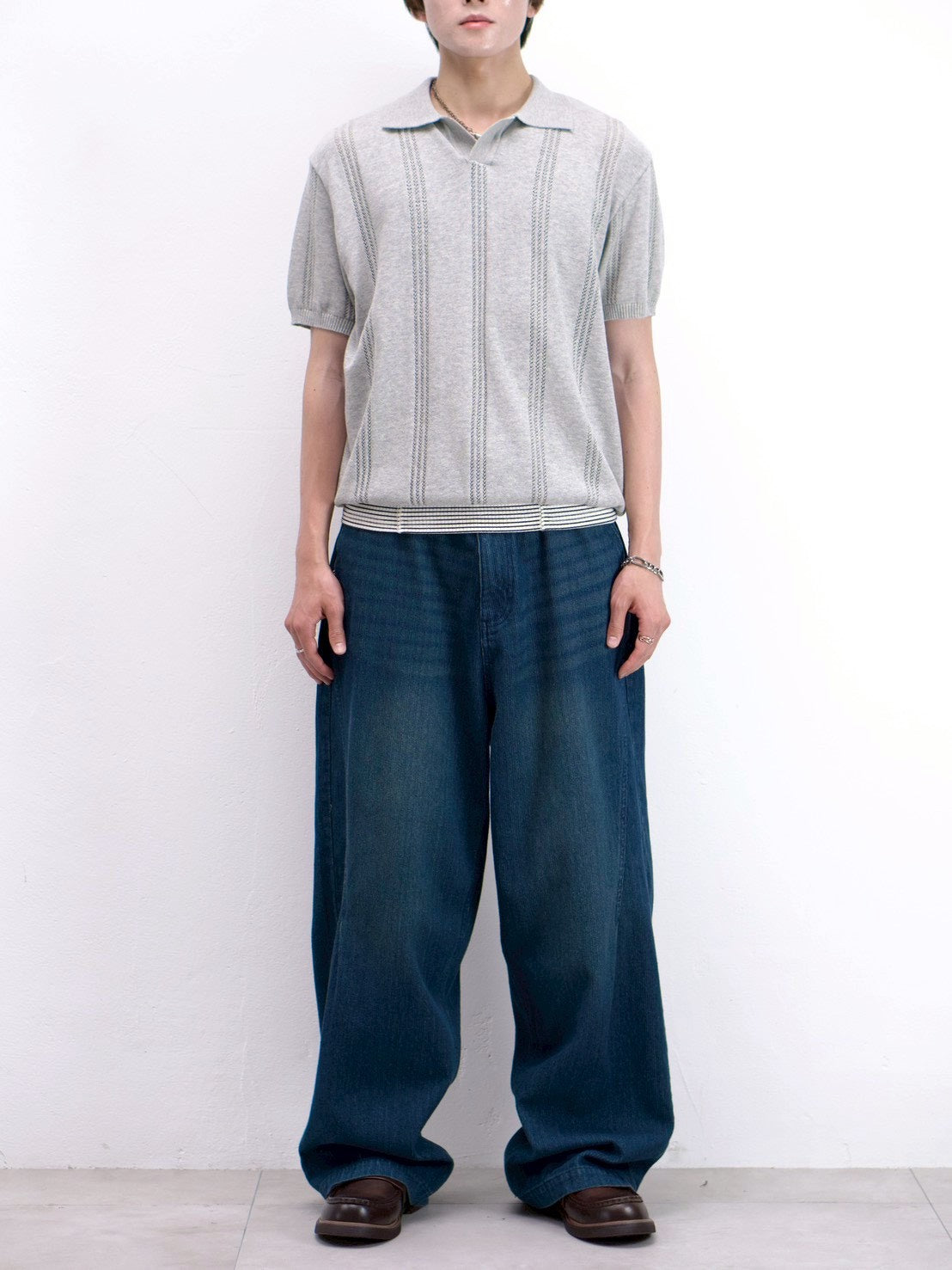 受注制【Chikashitsu +】punching summer knit polo (4color)