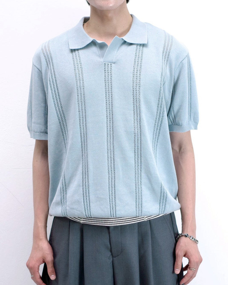 受注制【Chikashitsu +】punching summer knit polo (4color)
