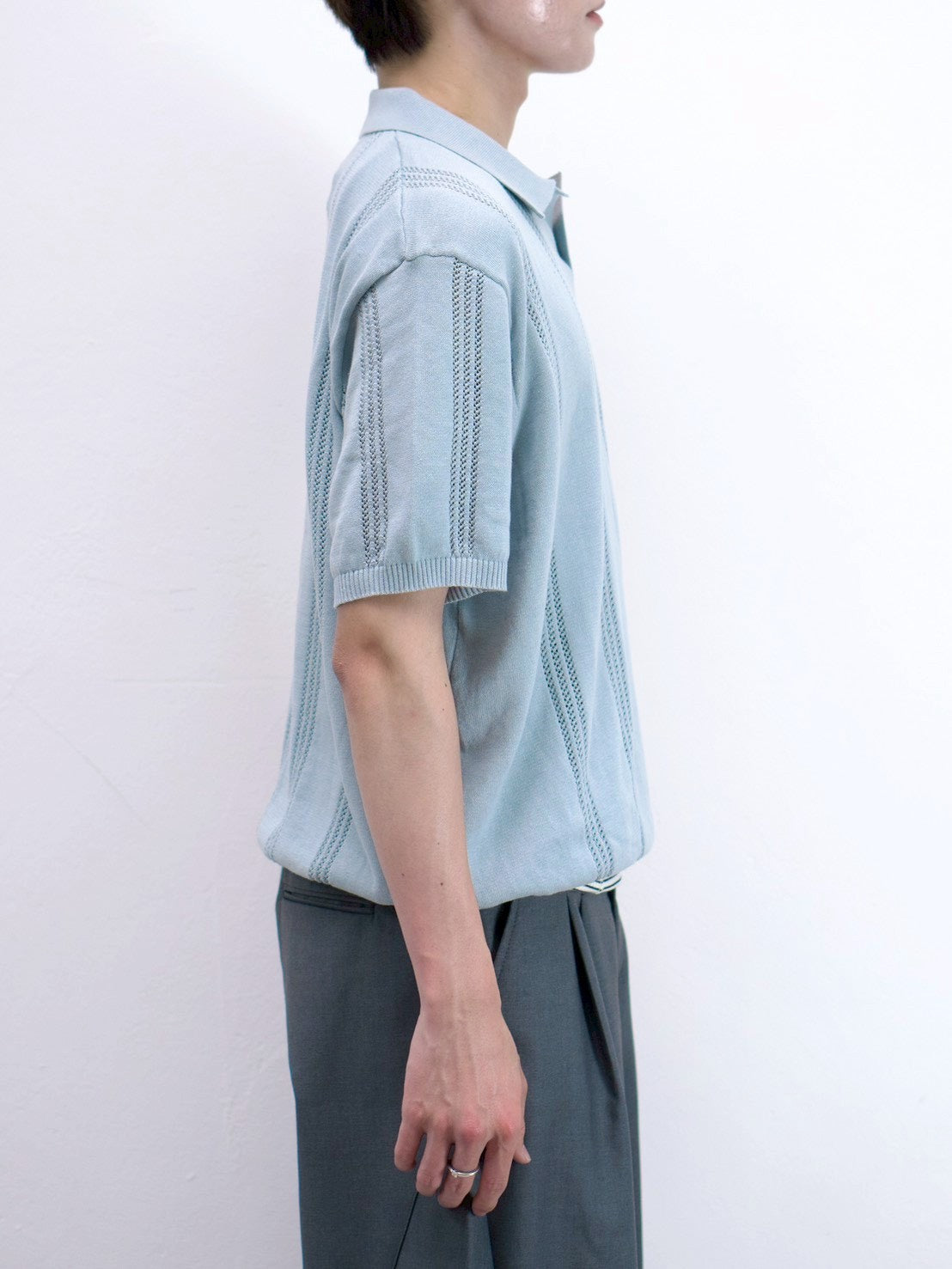 受注制【Chikashitsu +】punching summer knit polo (4color)
