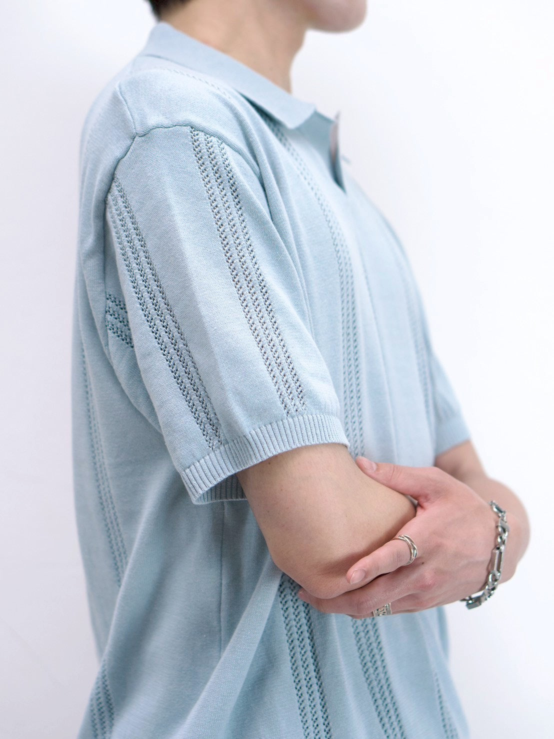 受注制【Chikashitsu +】punching summer knit polo (4color)