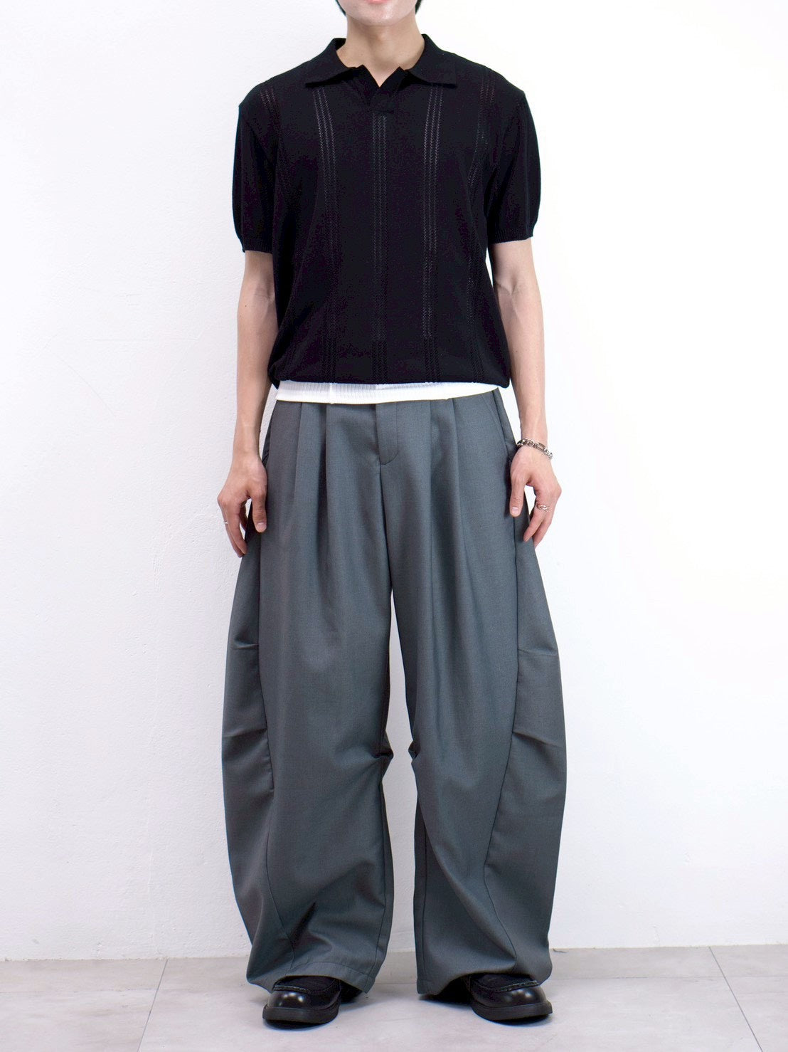 受注制【Chikashitsu +】punching summer knit polo (4color)