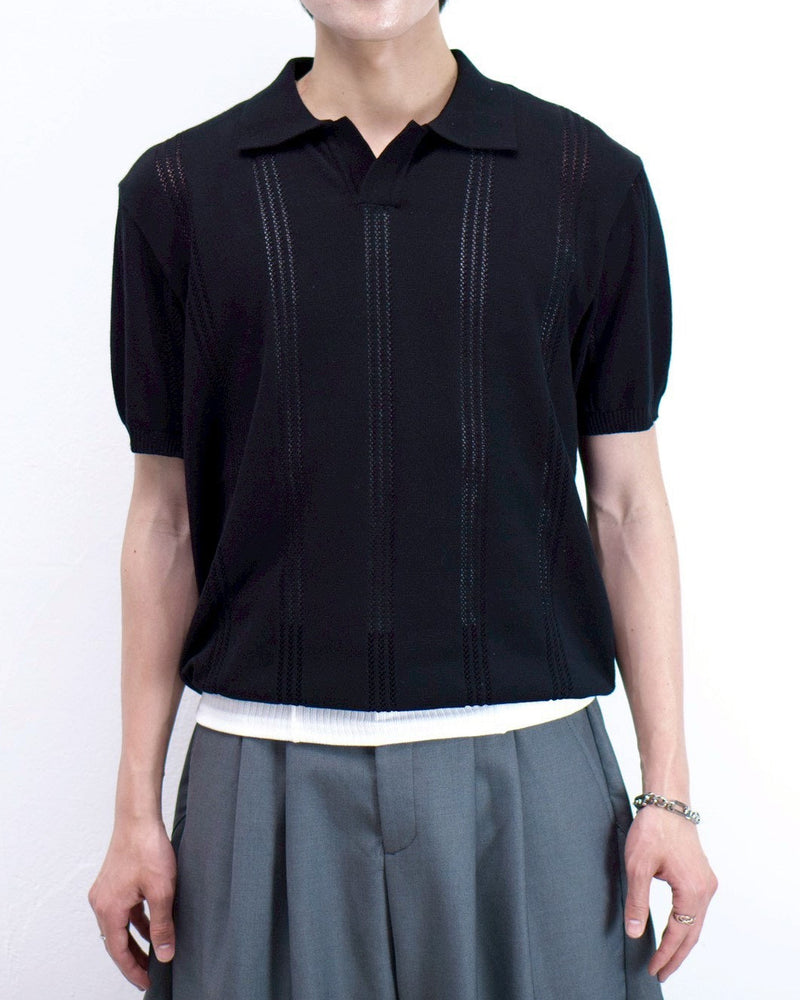 受注制【Chikashitsu +】punching summer knit polo (4color)