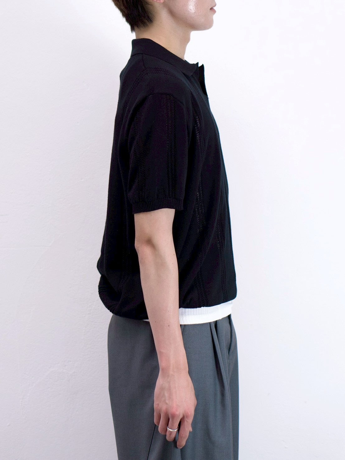 受注制【Chikashitsu +】punching summer knit polo (4color)